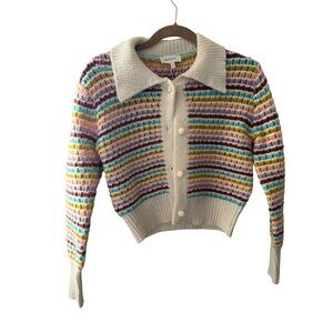 Böhme Womens Multicolor Striped Button-Up Cardigan Sweater Size S